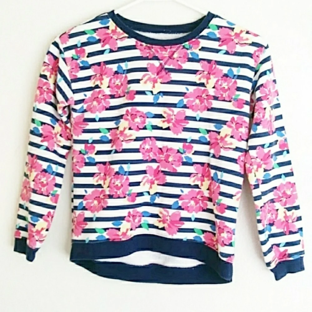 Childrens Place girls floral striped sweatshirt Size Large 10-12